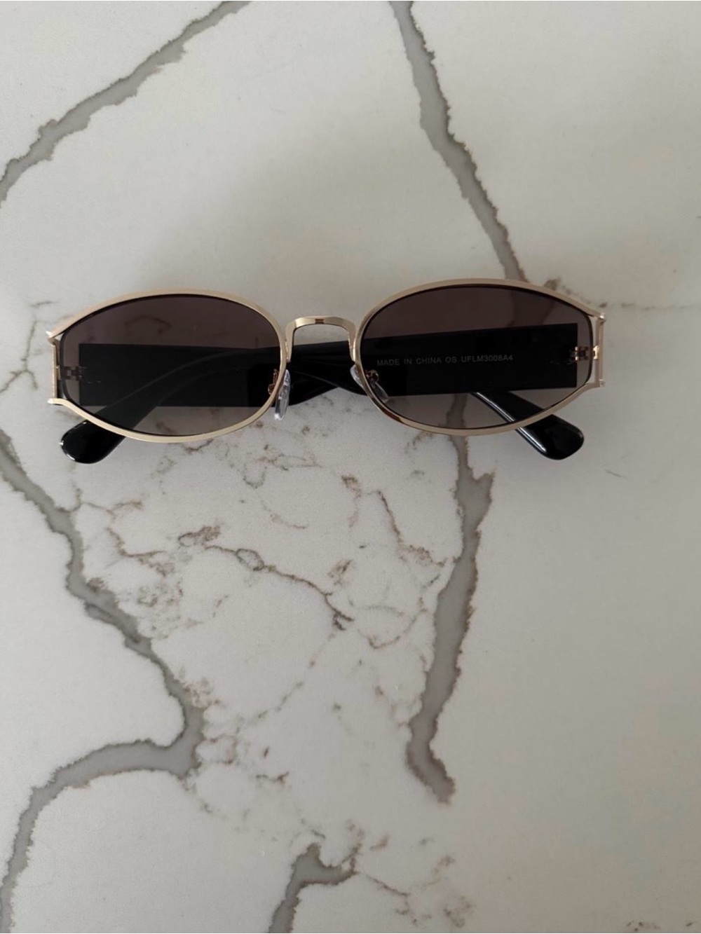 Fashion Nova Gold Frame Black Lens Women's Sunglasses
